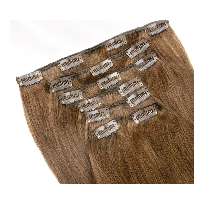 Csatos 100% emberi póthaj világosbarna 50cm Csatos 100% emberi póthaj világosbarna 50cm