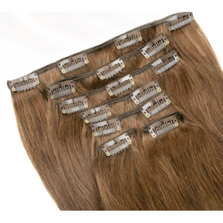 Csatos 100% emberi póthaj világosbarna 50cm