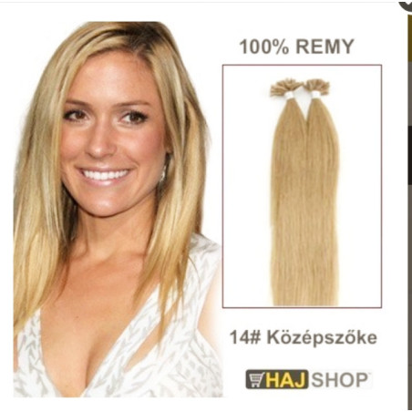 Keratinos emberi póthaj I-TIP  mikrogyűrűzéshez KŐZÉPSZŐKE 40CM