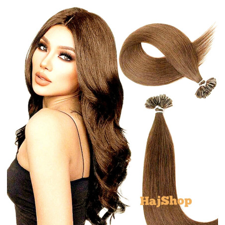 Keratinos emberi póthaj U-TIP hőillesztéshez, világosbarna 40cm