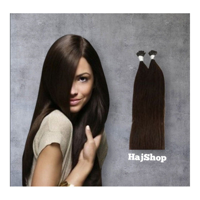 Keratinos emberi póthaj I-TIP mikrogyűrűzéshez, nagyon sőtétbarna,2es szín, 60cm Keratinos emberi póthaj I-TIP mikrogyűrűzéshez, nagyon sőtétbarna,2es szín, 60cm