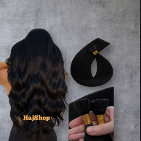 Mikrogyűrűs -keratiinos I-tip Fekete 50cm 