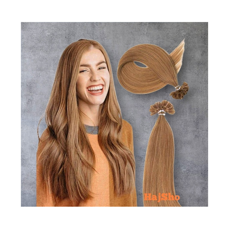 Keratinos  emberi  póthaj U-TIP  hőillesztéshez, sötétszőke 60cm Keratinos  emberi  póthaj U-TIP  hőillesztéshez, sötétszőke 60cm