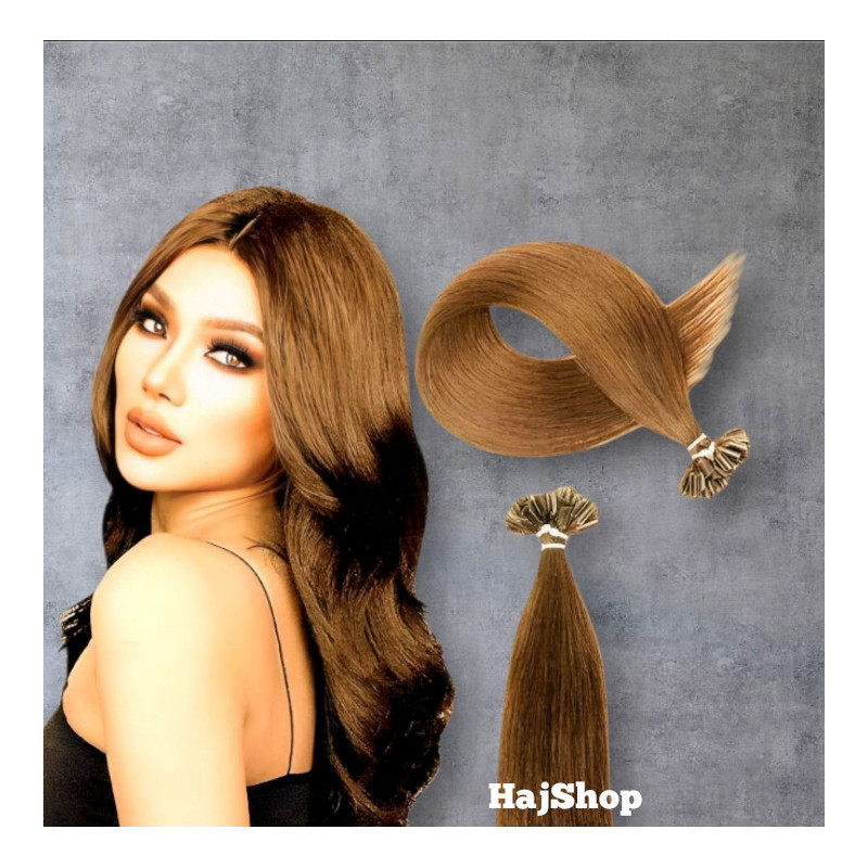 Keratinos emberi póthaj U-TIP hőillesztéshez, világosbarna 60cm Keratinos emberi póthaj U-TIP hőillesztéshez, világosbarna 60cm