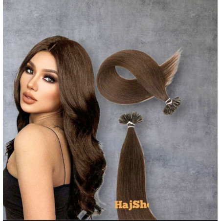 höillesztéshez U-tipp keratinos tincse SÖTÉTBARNA póthaj 60cm