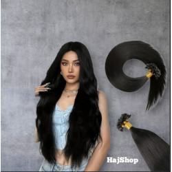 Keratinos emberi póthaj U-TIP hőillesztéshez, fekete 50cm 