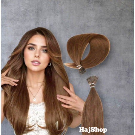 Keratinos emberi  póthaj I-TIP  mikrogyűrűzéshez, középbarna 60cm