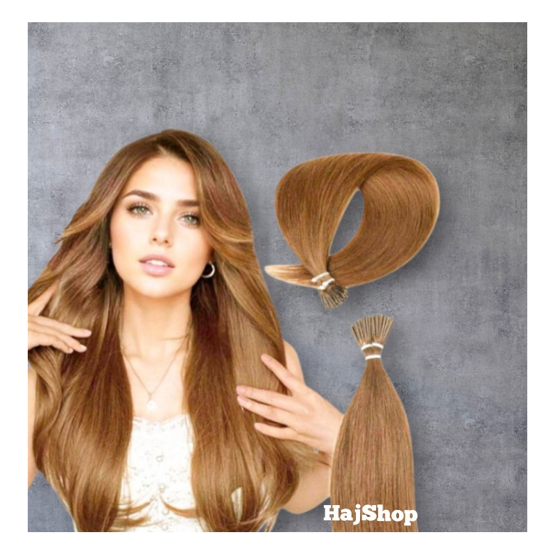 Keratinos I-TIP emberi  póthaj mikrogyűrűzéshez, világosbarna 40cm  Keratinos I-TIP emberi  póthaj mikrogyűrűzéshez, világosbarna 40cm