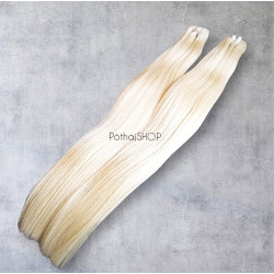 PRÉMIUM Tresszelt 100% EMBERI póthaj,HAMVAS platinaszőke 60cm