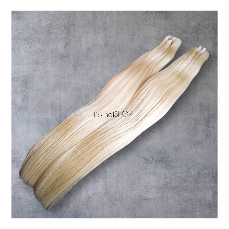 PRÉMIUM Tresszelt 100% EMBERI póthaj,  platinaszőke  50cm