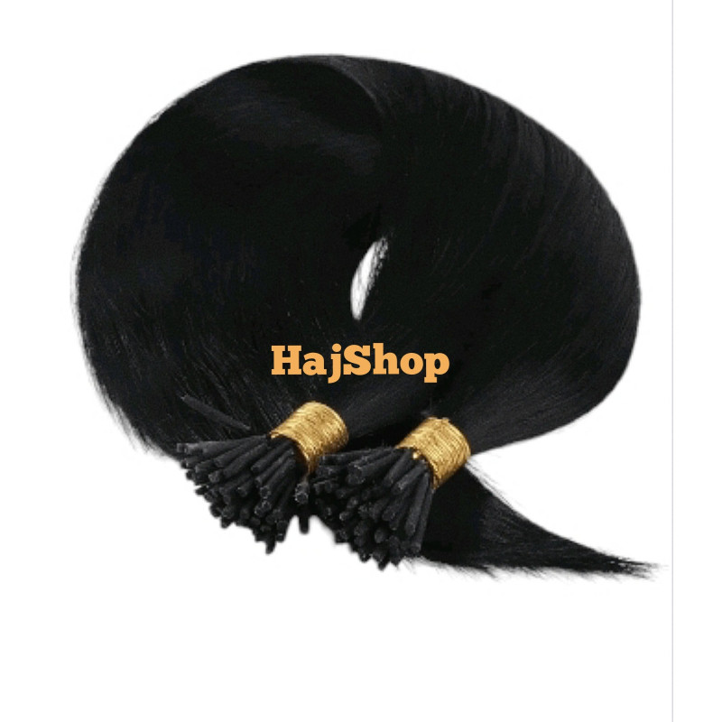 Keratinos emberi póthaj I-TIP mikrogyűrűzéshez, fekete 60cm