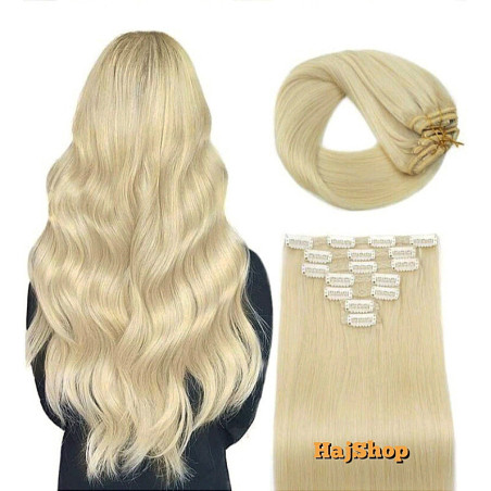 csatos póthaj hamvas platinaszőke 40cm