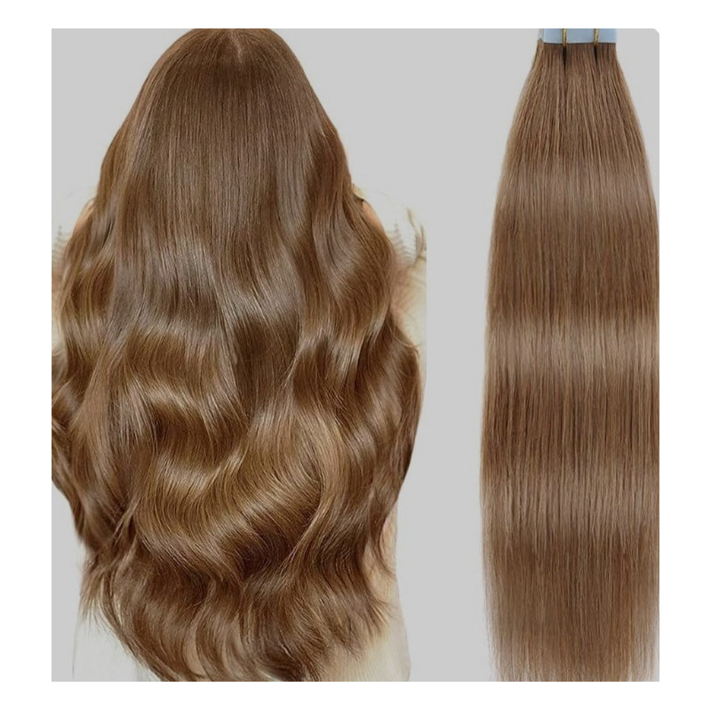 TAPE IN Ragasztócsíkos  emberi póthaj, világosbarna 50cm