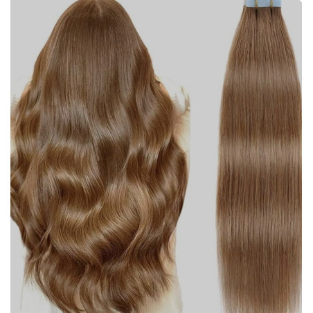 TAPE IN Ragasztócsíkos  emberi póthaj, világosbarna 50cm