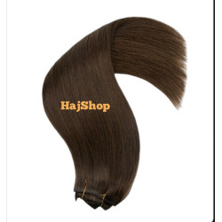 Ragasztócsíkos emberi póthaj, sötétbarna 50cm