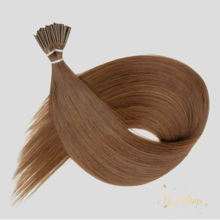 Keratinos emberi póthaj I-TIP mikrogyűrűzéshez, világosbarna 60cm