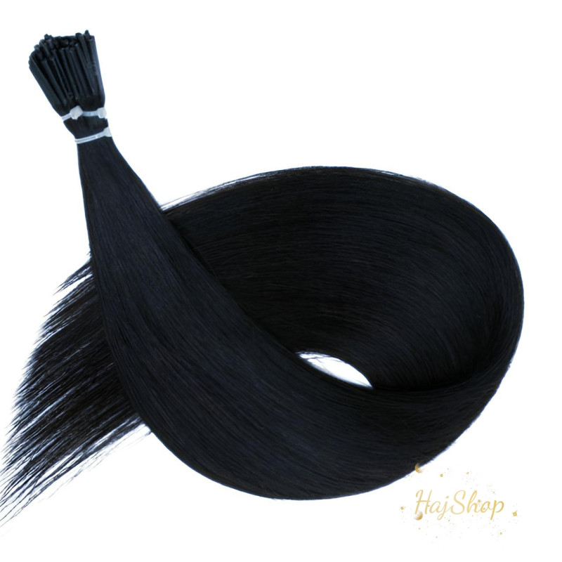 Keratinos emberi  póthaj I-TIP  mikrogyűrűzéshez, fekete 60cm