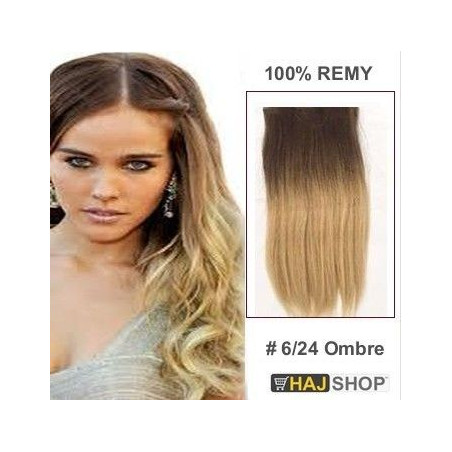 Csatos 100% emberi póthaj, ombre 50cm 