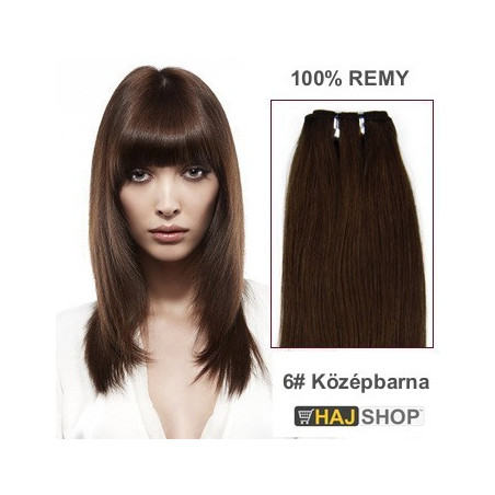 Tresszelt 100% emberi póthaj, középbarna 50cm