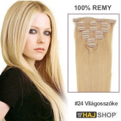 Csatos 100% emberi póthaj világosszőke  50cm